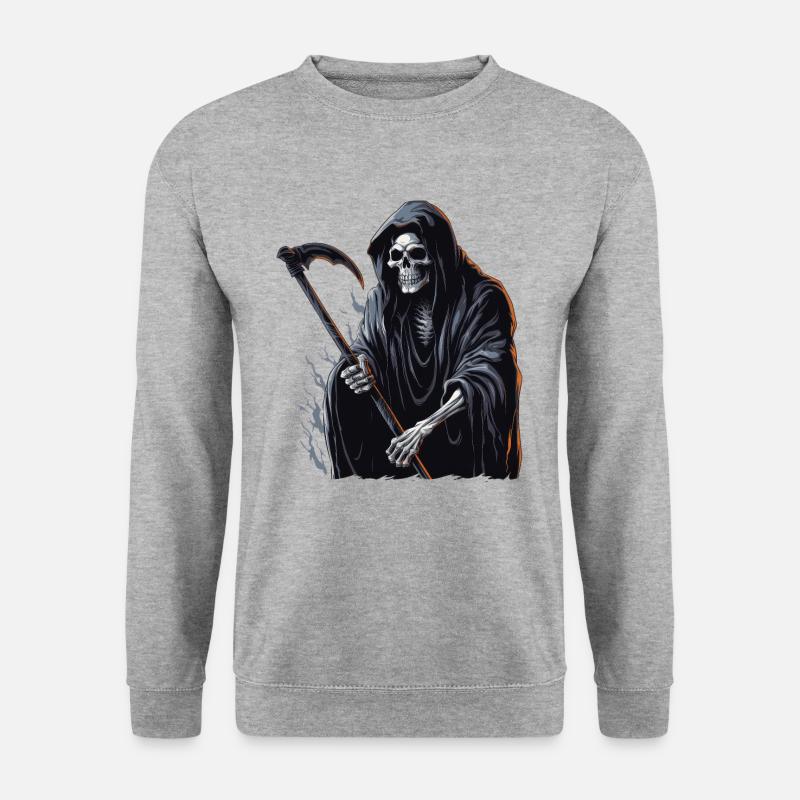 Halloween Sensenmann - Unisex Pullover - Weißgrau meliert