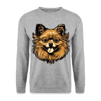 Pomeranian Dog Head Animal - Unisex Sweatshirt - salt & pepper - Front - Alina (178cm) & Michal (187cm)