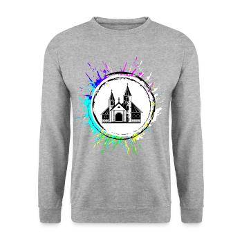 Church Symbol - Unisex Sweatshirt - salt & pepper - Front - Alina (178cm) & Michal (187cm)
