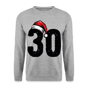 30 Zahl Weihnachten - Unisex Pullover - Weißgrau meliert - Vorne - Alina (178cm) & Michal (187cm)