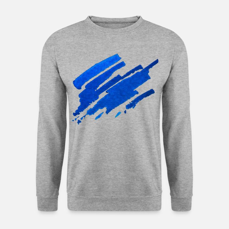 Farbe - Blau - Abstrakt - Unisex Pullover - Weißgrau meliert