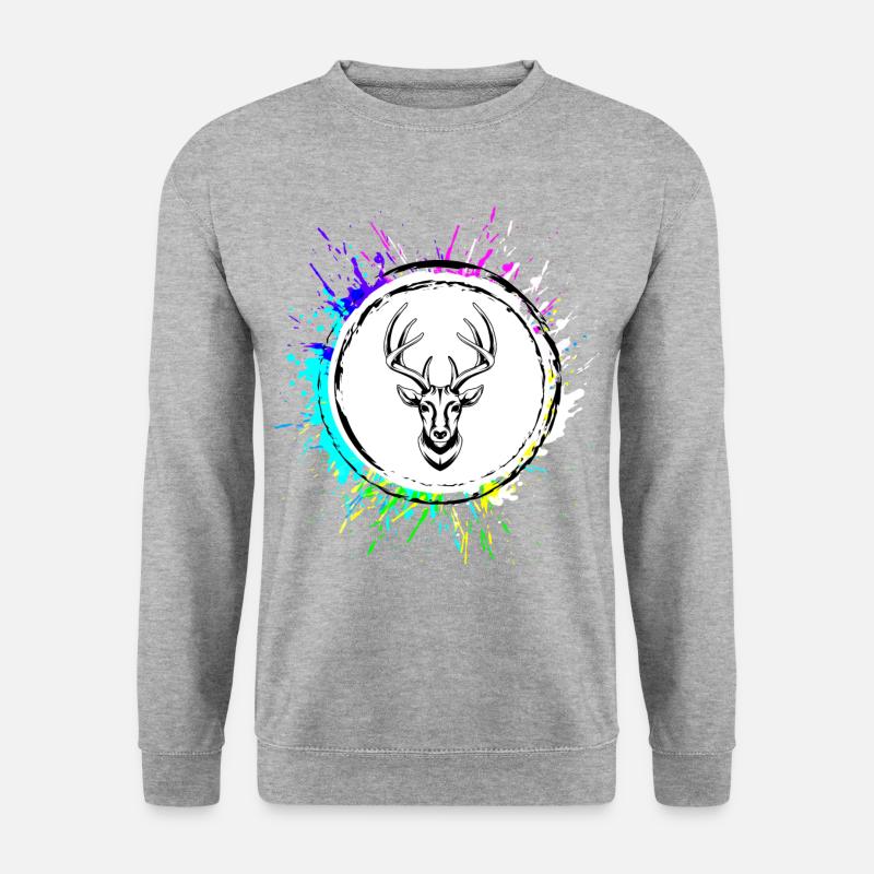 Reh Hirsch Symbol - Unisex Pullover - Weißgrau meliert