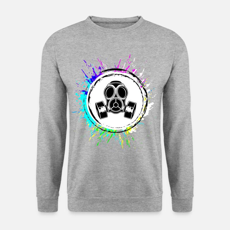Gasmaske Symbol - Unisex Pullover - Weißgrau meliert