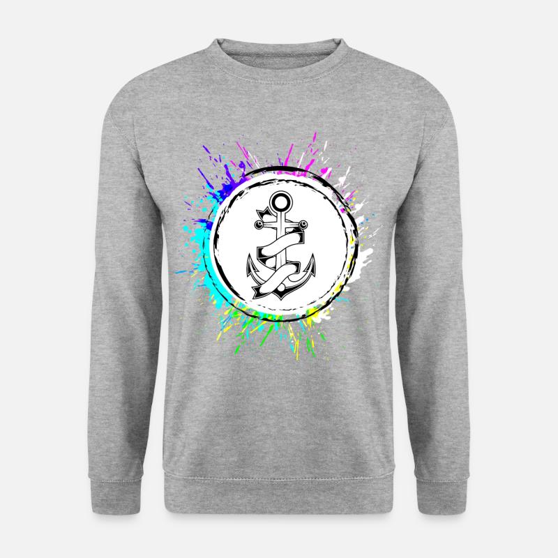 Anker Tattoo - Unisex Pullover - Weißgrau meliert