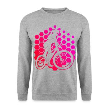 Radfahrer Mountainbike Damen Radfahren Herren - Unisex Pullover - Weißgrau meliert - Vorne - Alina (178cm) & Michal (187cm)