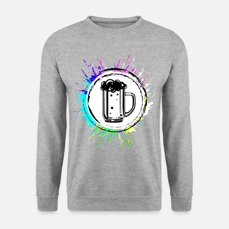 Bierkrug Bier Glas - Unisex Pullover - Weißgrau meliert