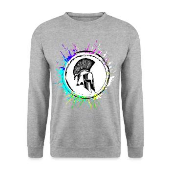 Spartaner Helm Krieger - Unisex Pullover - Weißgrau meliert - Vorne - Alina (178cm) & Michal (187cm)