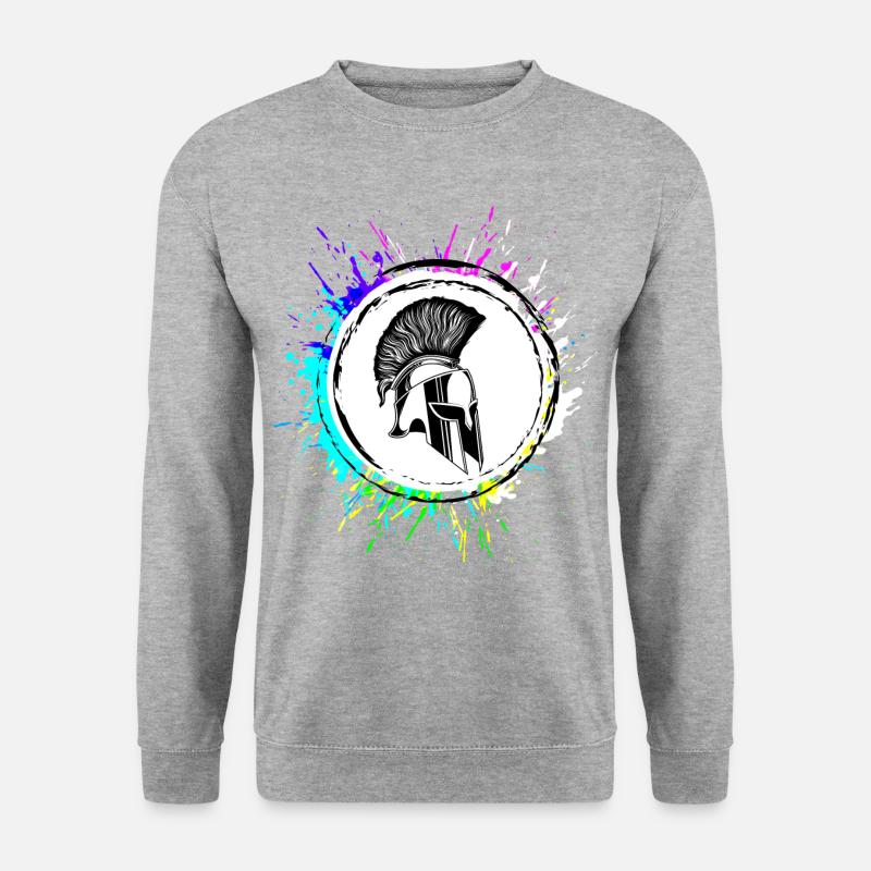 Spartaner Helm Krieger - Unisex Pullover - Weißgrau meliert