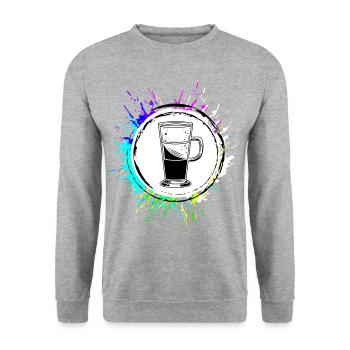 Kaffee Icon - Unisex Pullover - Weißgrau meliert - Vorne - Alina (178cm) & Michal (187cm)