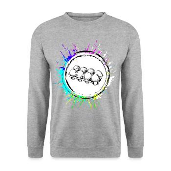 Eier symbol - Unisex Pullover - Weißgrau meliert - Vorne - Alina (178cm) & Michal (187cm)