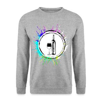 Wein Icon - Unisex Pullover - Weißgrau meliert - Vorne - Alina (178cm) & Michal (187cm)