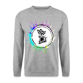 Rennfahrer helm - Unisex Pullover - Weißgrau meliert - Vorne - Alina (178cm) & Michal (187cm)