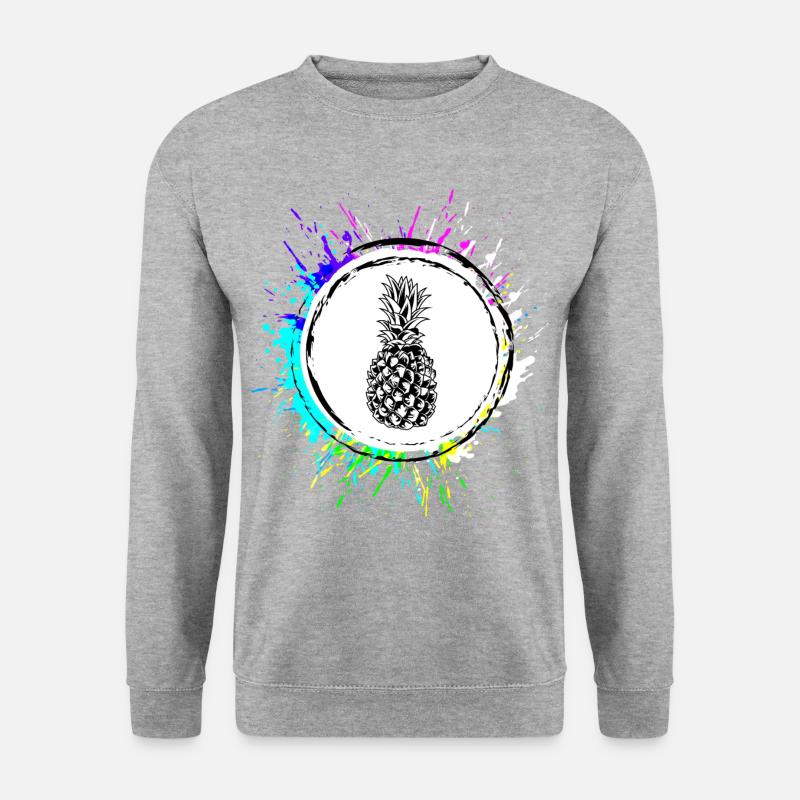 Ananas Bunt - Unisex Pullover - Weißgrau meliert