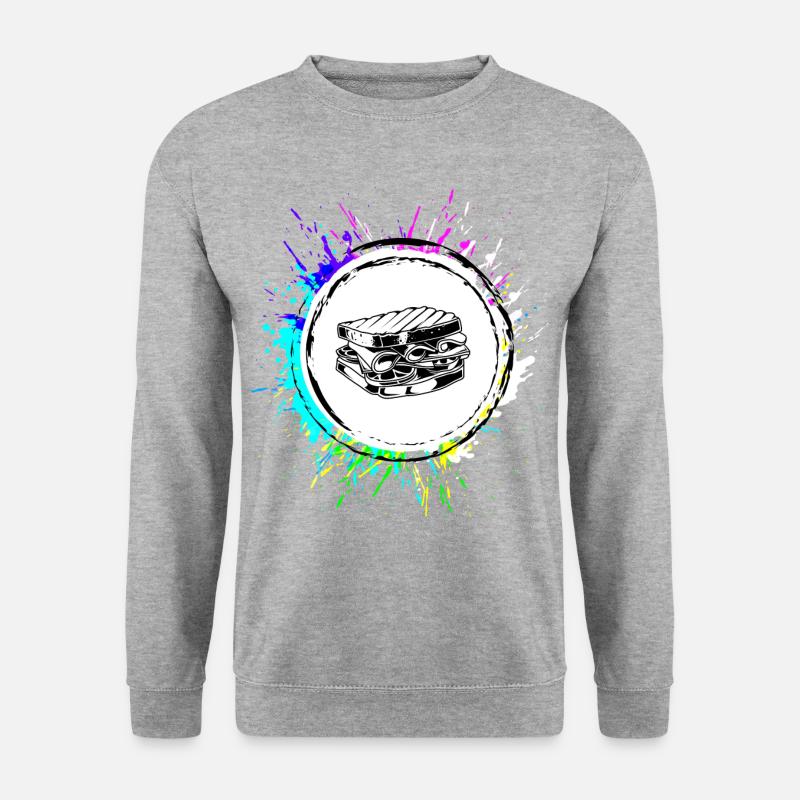 Sandwich Foodie Bunt - Unisex Pullover - Weißgrau meliert
