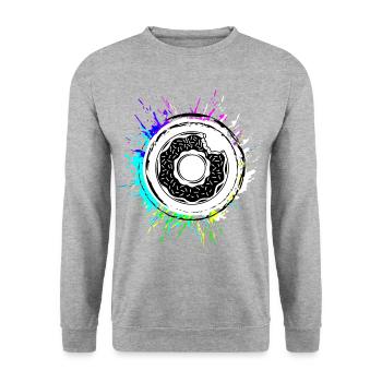 Beignet Manger Coloré - Sweat-shirt Unisexe - gris chiné - Devant - Alina (178cm) & Michal (187cm)