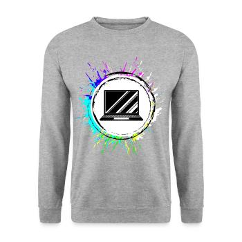 Laptop Symbol Bunt - Unisex Pullover - Weißgrau meliert - Vorne - Alina (178cm) & Michal (187cm)