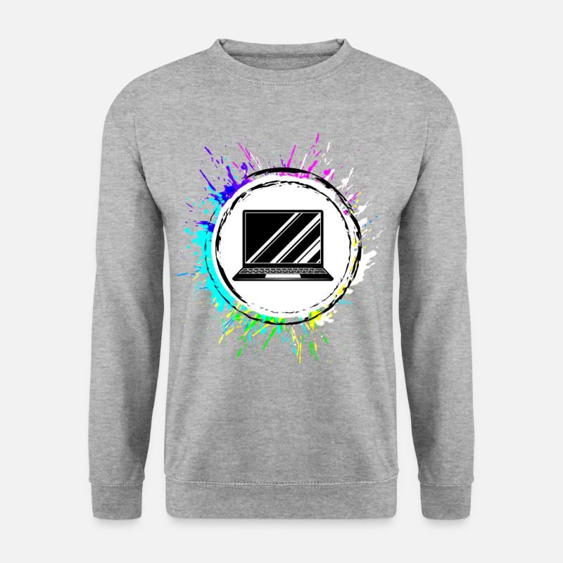 Laptop Symbol Bunt - Unisex Pullover - Weißgrau meliert