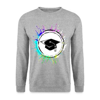 Student Abschluss Abitur Bunt - Unisex Pullover - Weißgrau meliert - Vorne - Alina (178cm) & Michal (187cm)