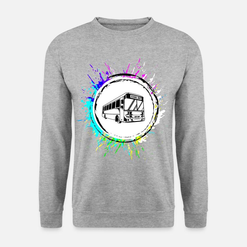 Schulbus schule Bunt - Unisex Pullover - Weißgrau meliert