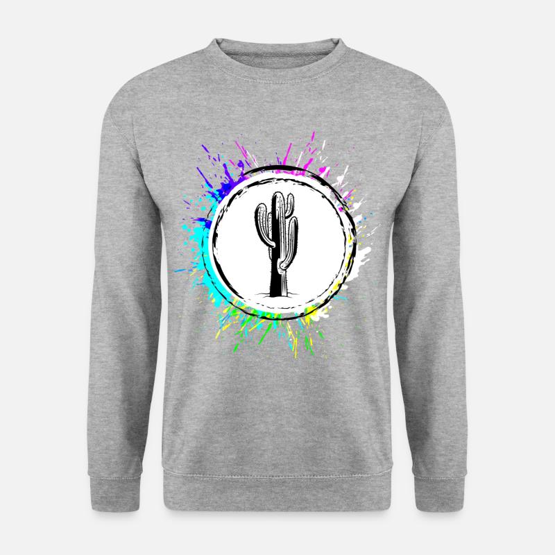 Kaktus Element Bunt - Unisex Pullover - Weißgrau meliert