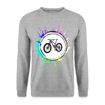 Fahrrad Symbol Bunt - Unisex Pullover - Weißgrau meliert - Vorne - Alina (178cm) & Michal (187cm)