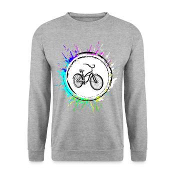 Fahrrad Icon Bunt - Unisex Pullover - Weißgrau meliert - Vorne - Alina (178cm) & Michal (187cm)