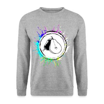 Pear Fruit Symbol Colorful - Unisex Sweatshirt - salt & pepper - Front - Alina (178cm) & Michal (187cm)