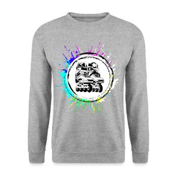 Inline skates icon Bunt - Unisex Pullover - Weißgrau meliert - Vorne - Alina (178cm) & Michal (187cm)
