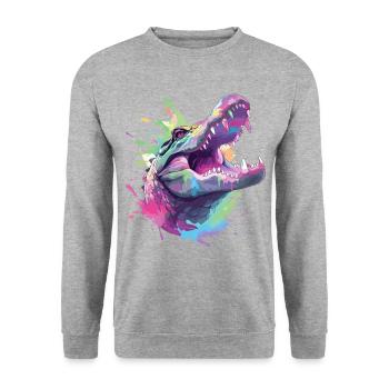 Alligator crocodile caïman reptile prédateur animal - Sweat-shirt Unisexe - gris chiné - Devant - Alina (178cm) & Michal (187cm)