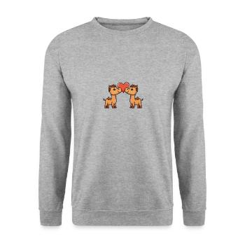 Couple de chameaux Saint-Valentin - Sweat-shirt Unisexe - gris chiné - Devant - Alina (178cm) & Michal (187cm)