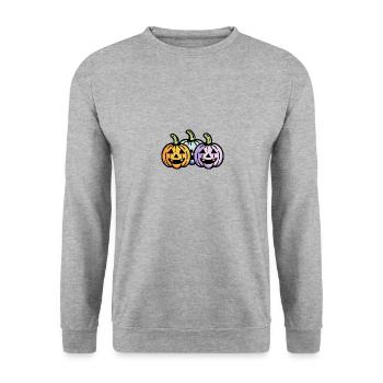 Pumpkin Halloween Funny - Unisex Sweatshirt - salt & pepper - Front - Alina (178cm) & Michal (187cm)