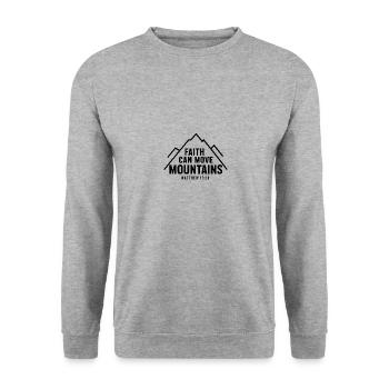 Glaube kann Berge versetzen Stylisch Christlich - Unisex Pullover - Weißgrau meliert - Vorne - Alina (178cm) & Michal (187cm)