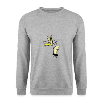Banane ohne Schale - Unisex Pullover - Weißgrau meliert - Vorne - Alina (178cm) & Michal (187cm)