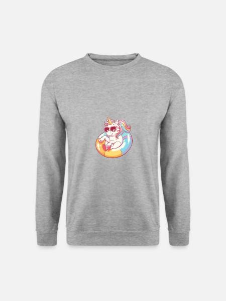 Einhorn Comic Cool - Unisex Pullover - Weißgrau meliert