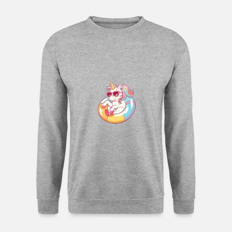 Einhorn Comic Cool - Unisex Pullover - Weißgrau meliert