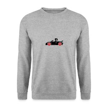 Frau Auto Cabrio - Unisex Pullover - Weißgrau meliert - Vorne - Alina (178cm) & Michal (187cm)