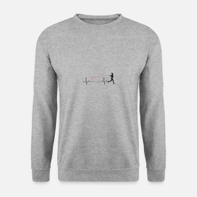 Läuferin Joggen Joggerin Pulsschlag Geschenk - Unisex Pullover - Weißgrau meliert