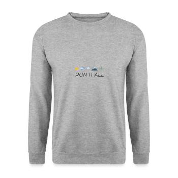 Laufsport Marathon Halbmarathon Joggen Läufer - Unisex Pullover - Weißgrau meliert - Vorne - Alina (178cm) & Michal (187cm)