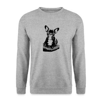 bulldog français - Sweat-shirt Unisexe - gris chiné - Devant - Alina (178cm) & Michal (187cm)