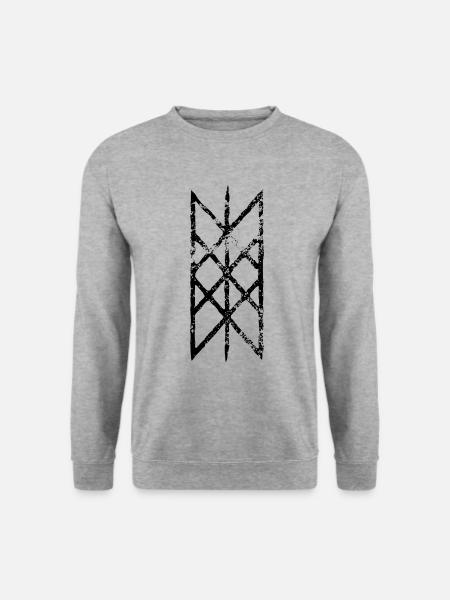 Netz von Wyrd Gitter Skulds Netz Binderune Symbol - Unisex Pullover - Weißgrau meliert