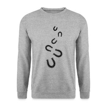 Hufeisen Symbol - Unisex Pullover - Weißgrau meliert - Vorne - Alina (178cm) & Michal (187cm)