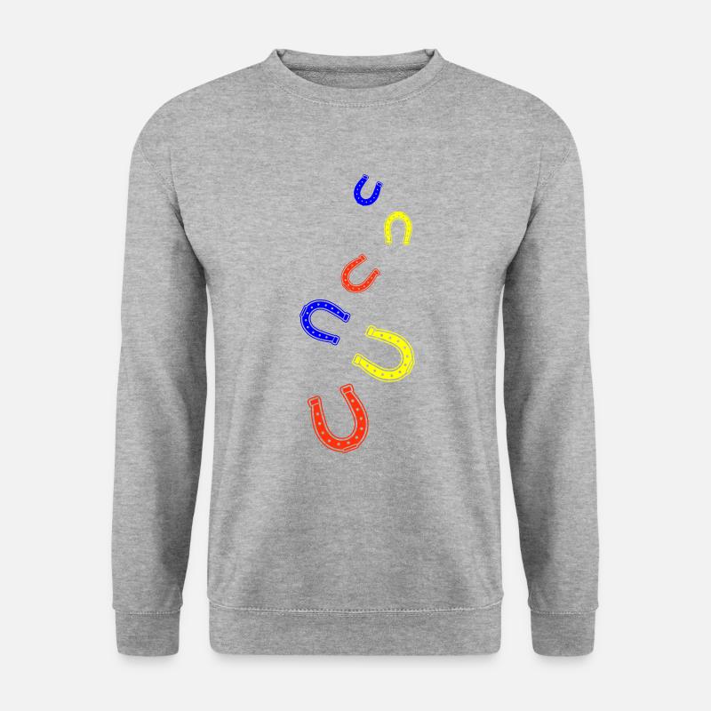 Glück Reiten Hufeisen - Unisex Pullover - Weißgrau meliert