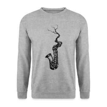 Saxophones - Sweat-shirt Unisexe - gris chiné - Devant - Alina (178cm) & Michal (187cm)