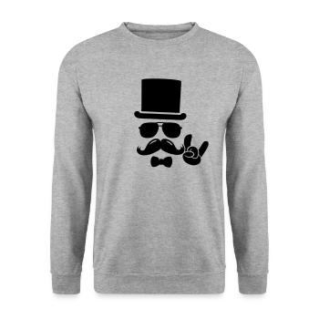 Retro Hipster Moustache Bräutigam t-shirts - Unisex Pullover - Weißgrau meliert - Vorne - Alina (178cm) & Michal (187cm)