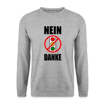 ampel nein danke - Unisex Pullover - Weißgrau meliert - Vorne - Alina (178cm) & Michal (187cm)