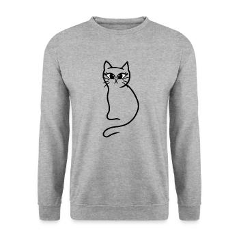 Chat Chats Chaton Rétro Années 80 Années 90 Vintage - Sweat-shirt Unisexe - gris chiné - Devant - Alina (178cm) & Michal (187cm)