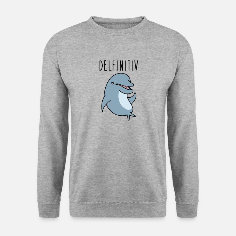 Lustiger Delfin - Unisex Pullover - Weißgrau meliert
