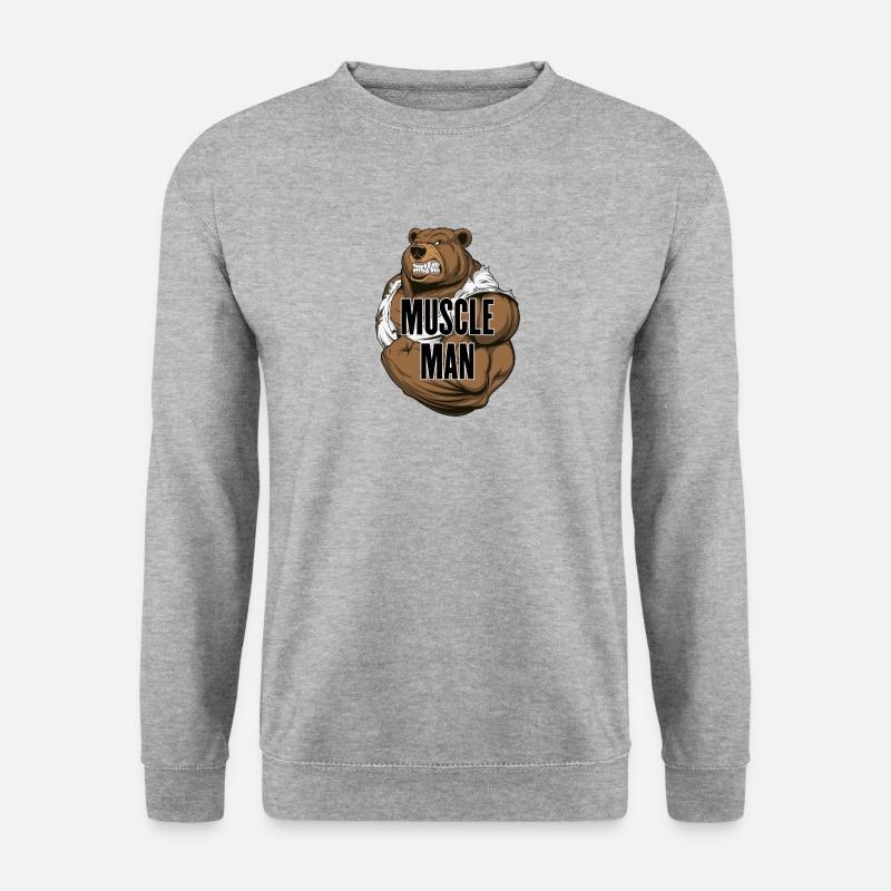 Muscle Man - Der Muskelmann! (Bär) - Unisex Pullover - Weißgrau meliert