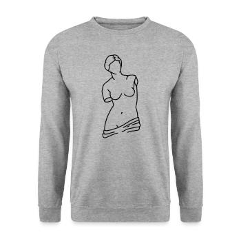 Venus von Milo - Unisex Pullover - Weißgrau meliert - Vorne - Alina (178cm) & Michal (187cm)