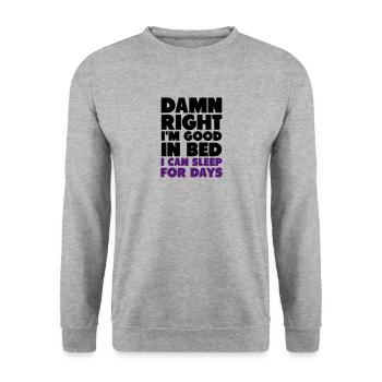 Bon dans le lit énonciations drôles - Sweat-shirt Unisexe - gris chiné - Devant - Alina (178cm) & Michal (187cm)